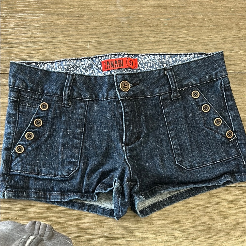 Zanadi Denim Jean Shorts with Button Accents